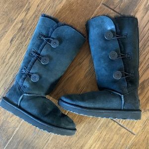 Ugg Black Tall Bailey Button Boots Size 10